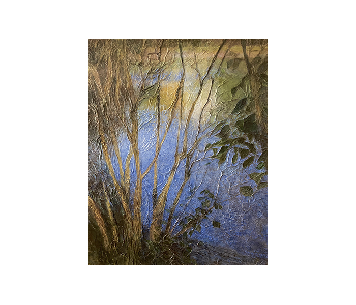 <b>Eau bleue à travers les branches (v1) <br><b>Techniques mixtes - 81x65cm